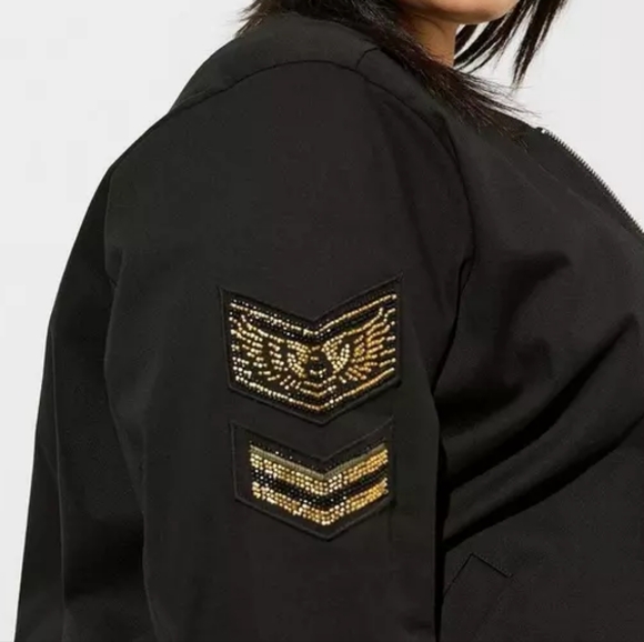 Torrid Black Stretch Twill Bomber Jacket - Picture 11 of 14